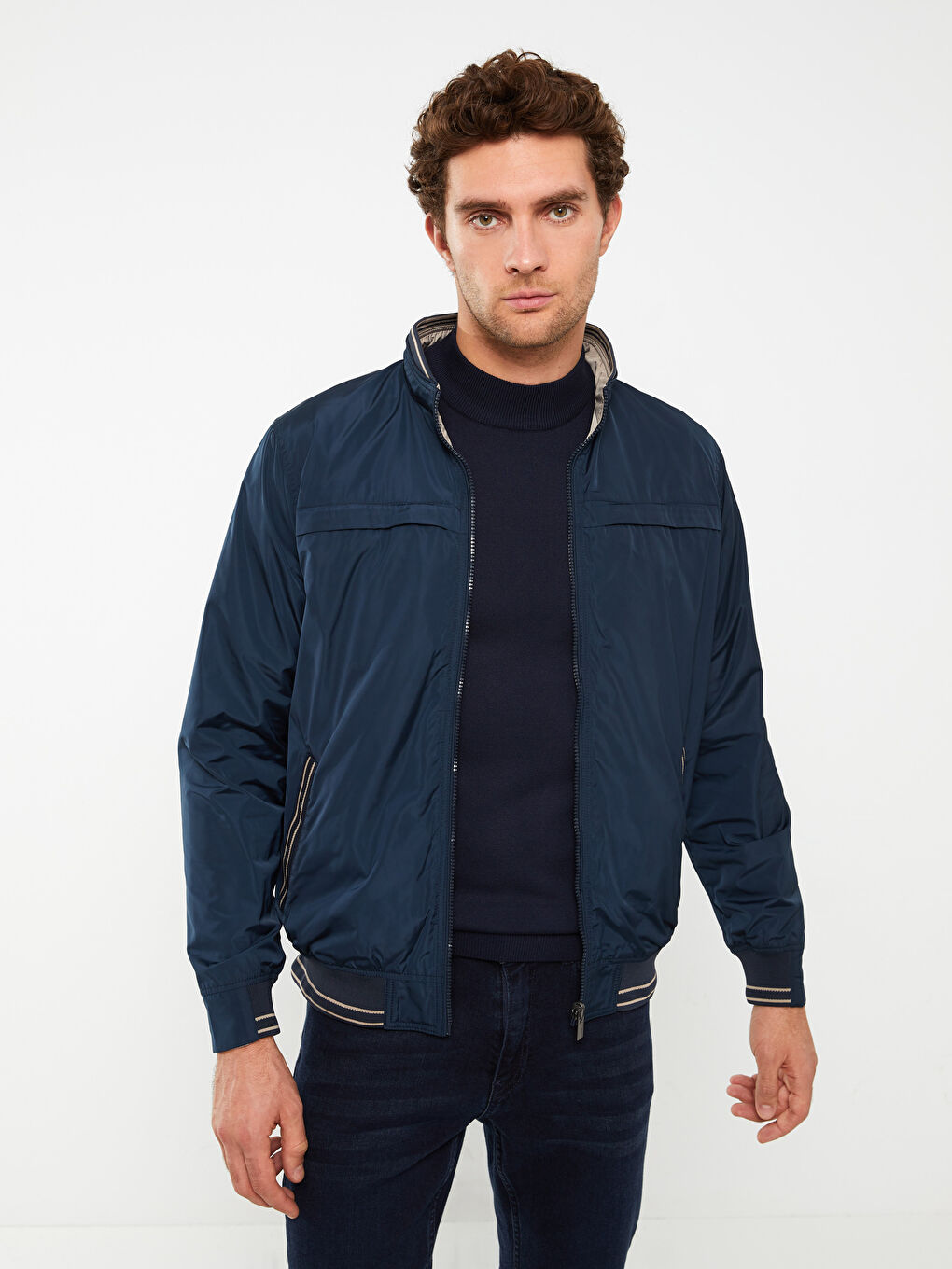 Standard Fit Funnel Neck Men's Coat -S30857Z8-K2N