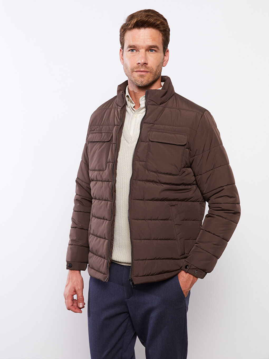 Standard Fit Funnel Neck Men's Puffer Coat -S30867Z8-S4N