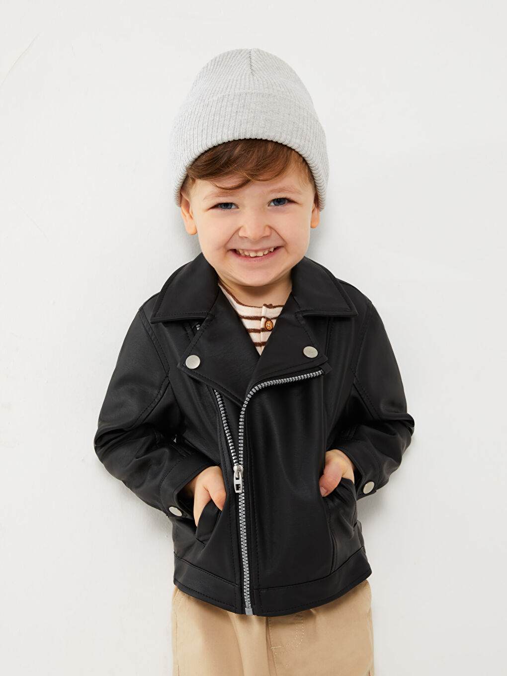 LC Waikiki Long Sleeve Baby Boys' Faux Leather Jacket -S30871Z1-CVL