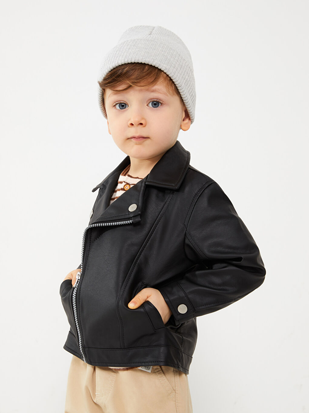 LC Waikiki Long Sleeve Baby Boys' Faux Leather Jacket -S30871Z1-CVL