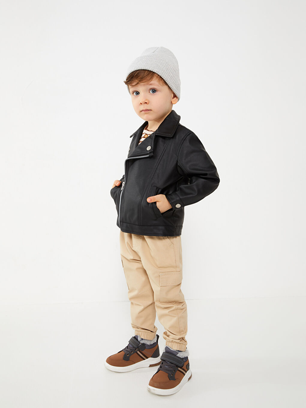 LC Waikiki Long Sleeve Baby Boys' Faux Leather Jacket -S30871Z1-CVL