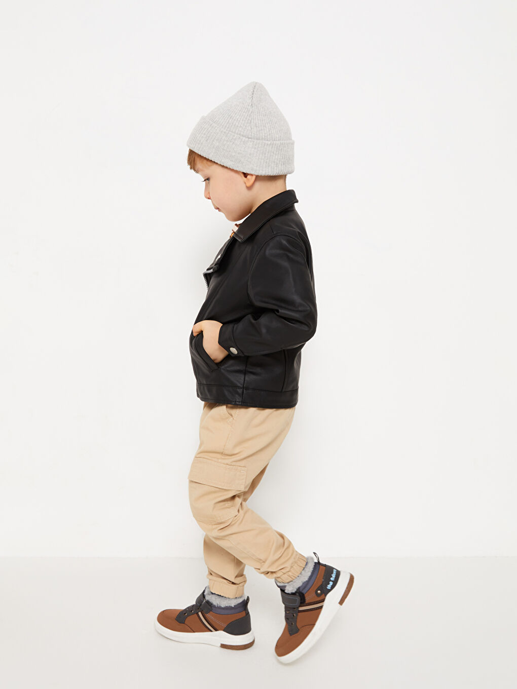 LC Waikiki Long Sleeve Baby Boys' Faux Leather Jacket -S30871Z1-CVL