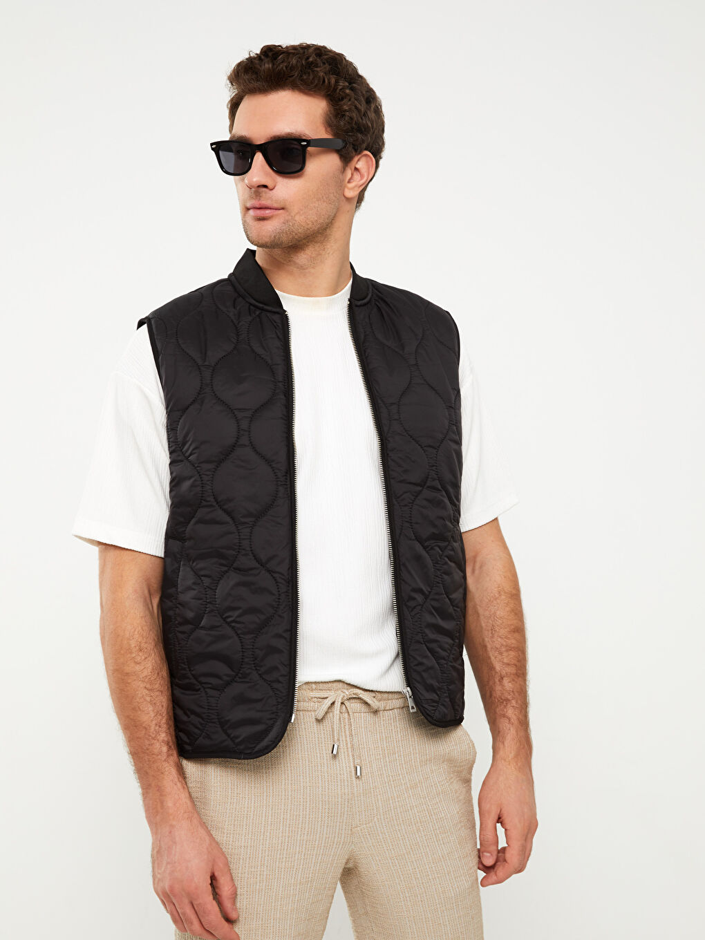 Vestă Slim Fit cu Guler Colegiu pentru Bărbați