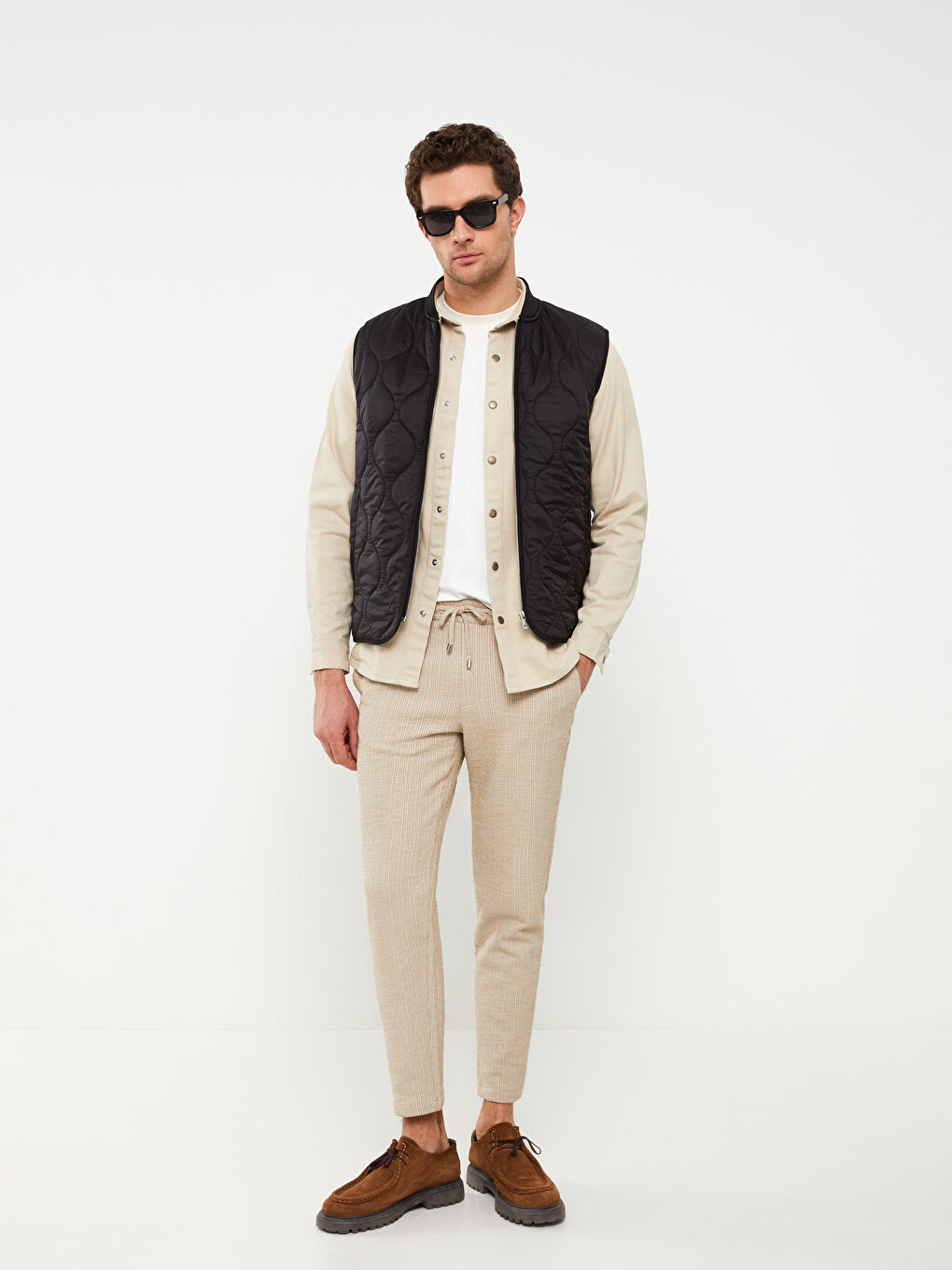 Vestă Slim Fit cu Guler Colegiu pentru Bărbați-1