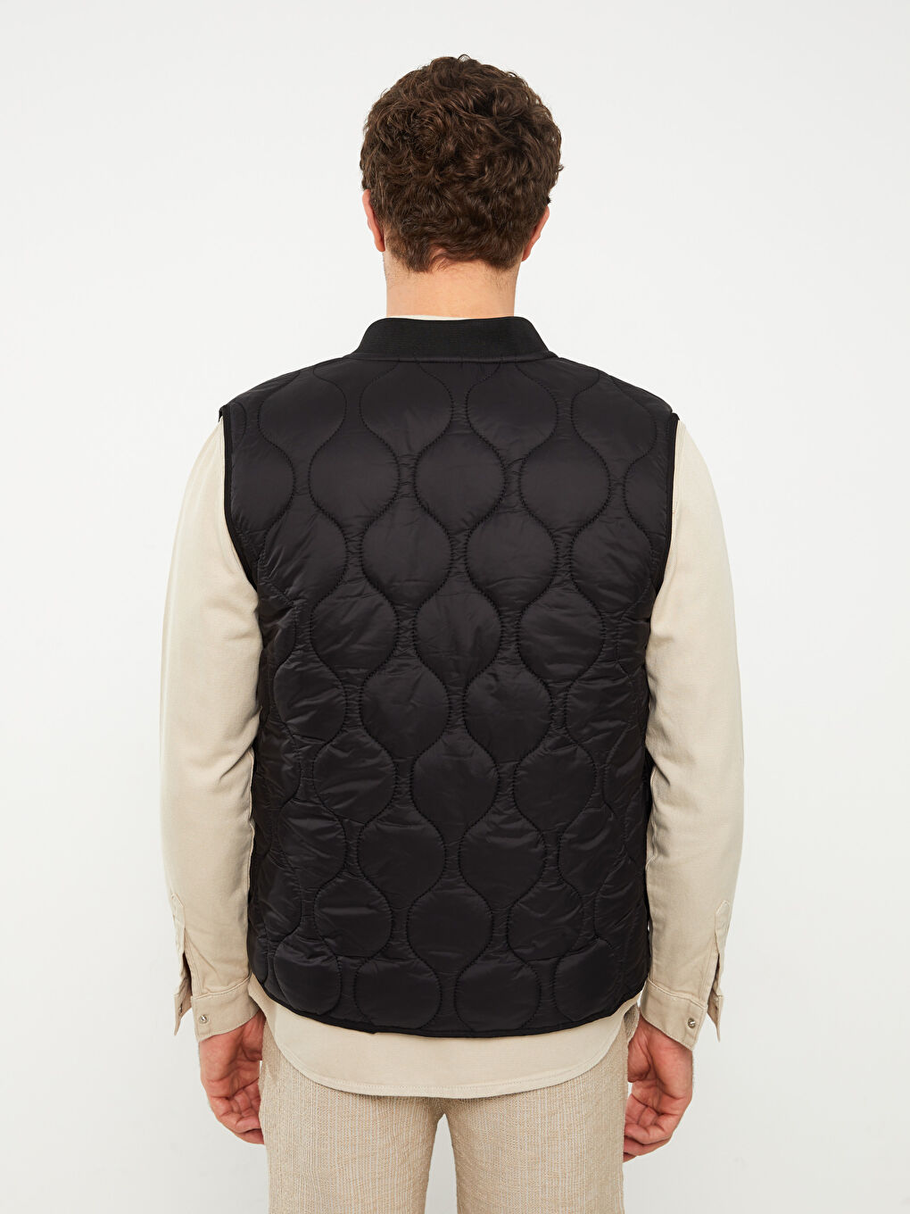 Vestă Slim Fit cu Guler Colegiu pentru Bărbați-4