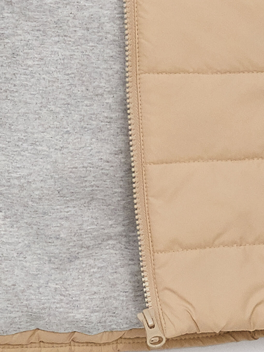 Bej Bisiklet Yaka Erkek Bebek Fermuarlı Yelek-4