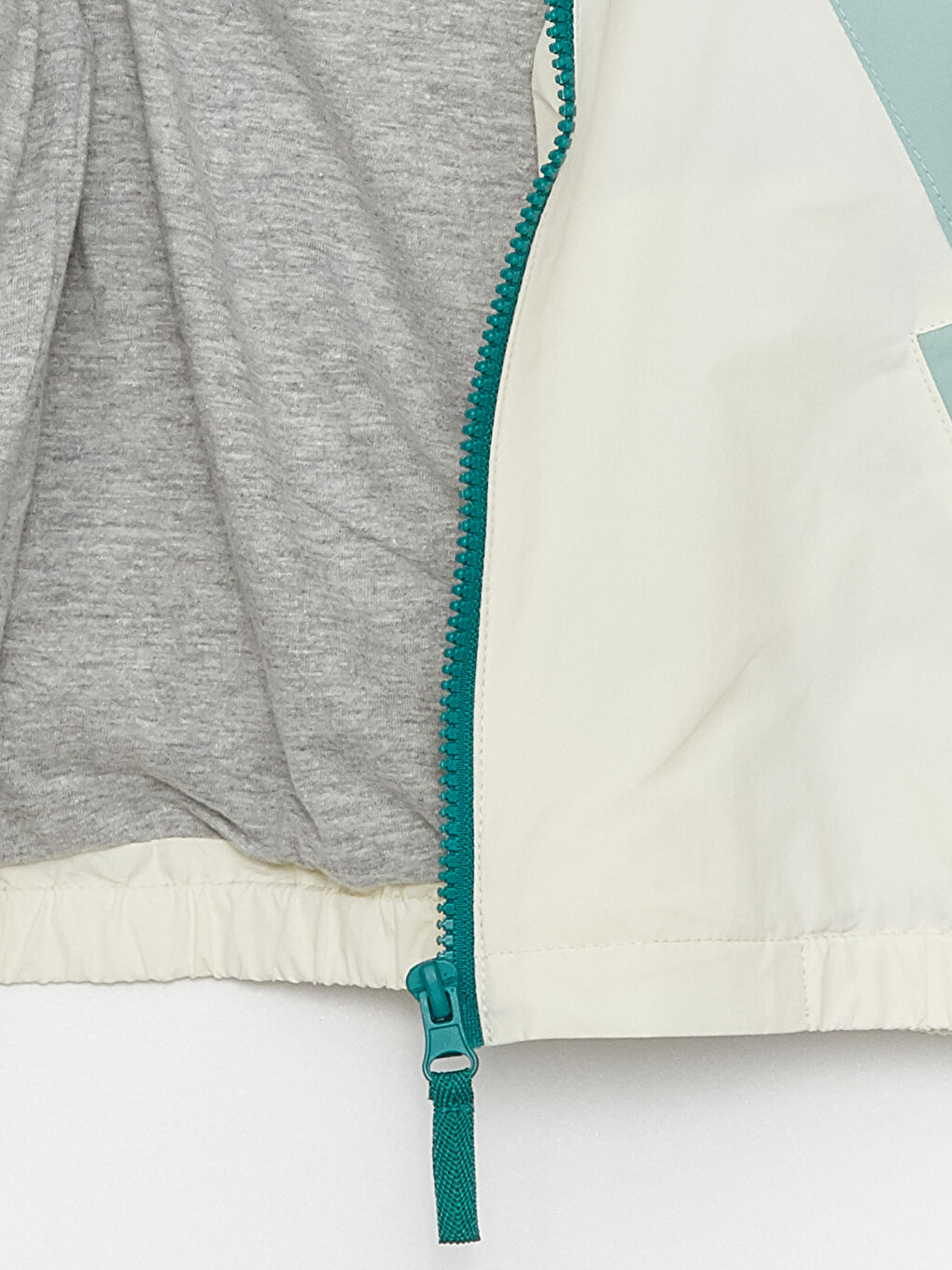 Yeşil Kapüşonlu Uzun Kollu Renk Bloklu Erkek Bebek Fermuarlı Mont-2