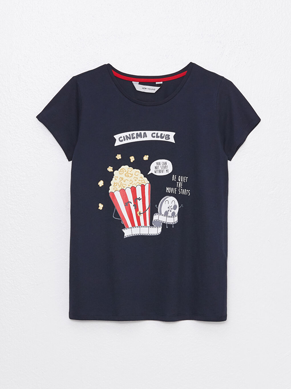 Lacivert Bisiklet Yaka Baskılı Kısa Kollu Kadın Pijama Takımı-6