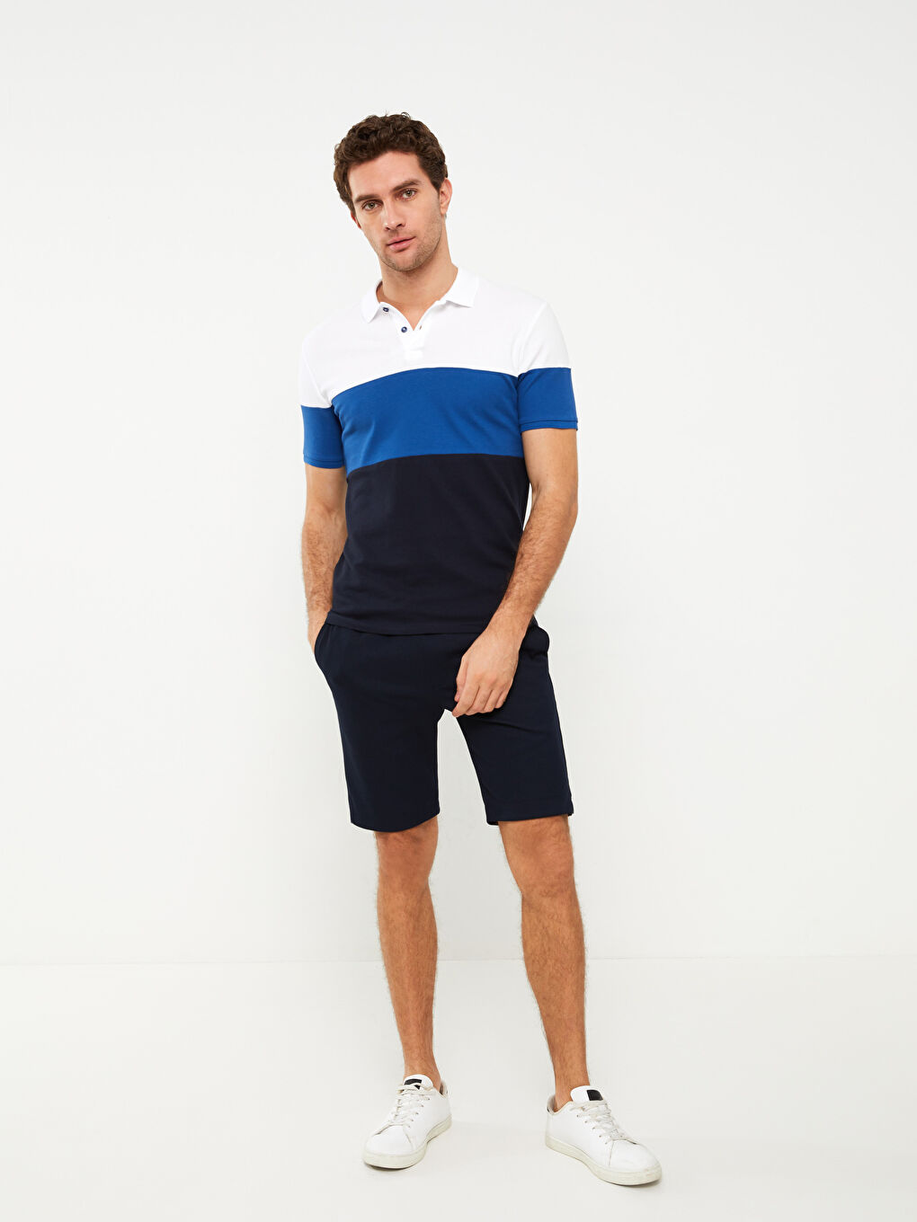 Футболка Мужская с Воротником Поло, Коротким Рукавом и Цветовым Блоком из Пике-2