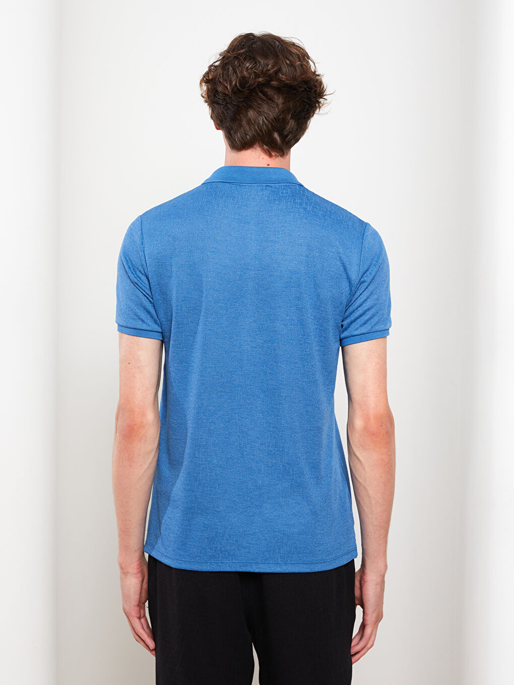 Mavi Polo Yaka Kısa Kollu Erkek Tişört-4