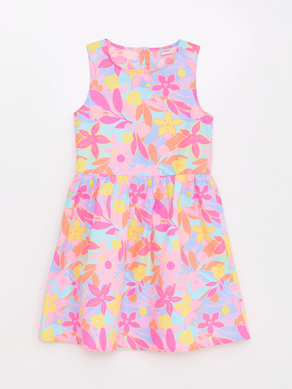 Karışık Bisiklet Yaka Desenli Kız Çocuk Elbise