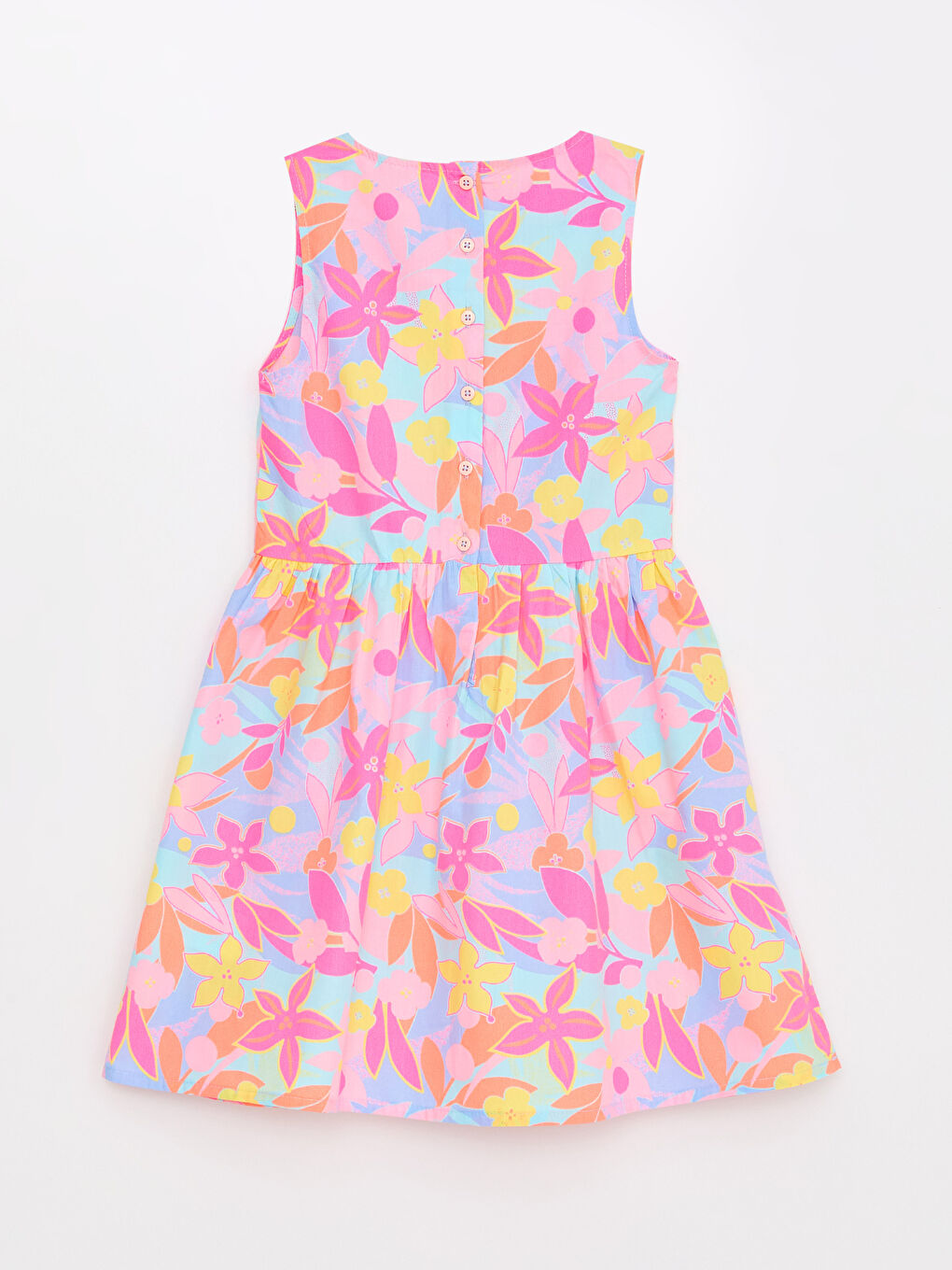 Karışık Bisiklet Yaka Desenli Kız Çocuk Elbise-1