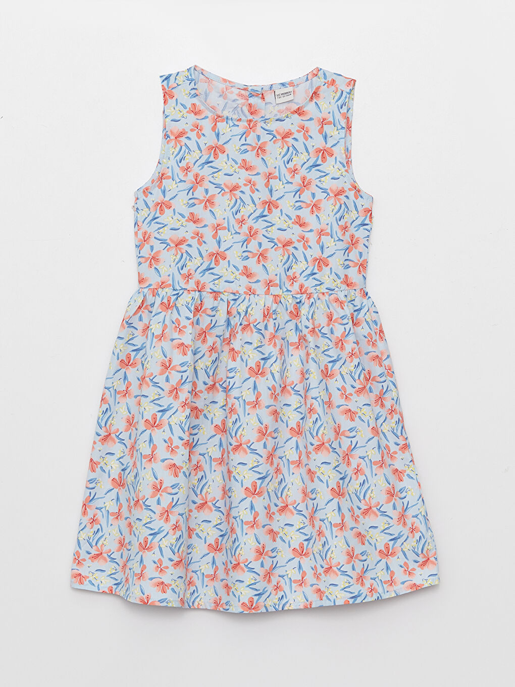 Yeşil Bisiklet Yaka Desenli Kız Çocuk Elbise