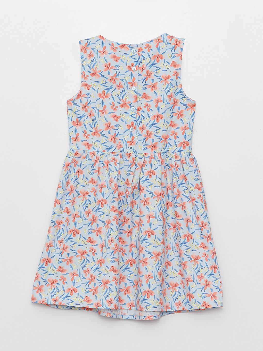 Yeşil Bisiklet Yaka Desenli Kız Çocuk Elbise-1