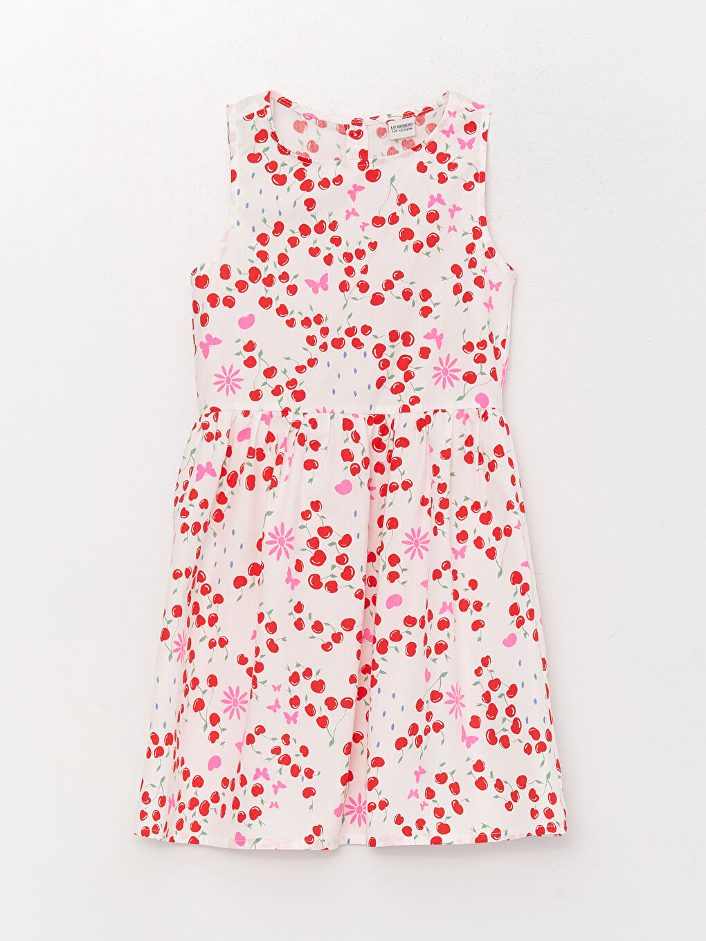 فستان للبنات بنقشة وياقة دائرية