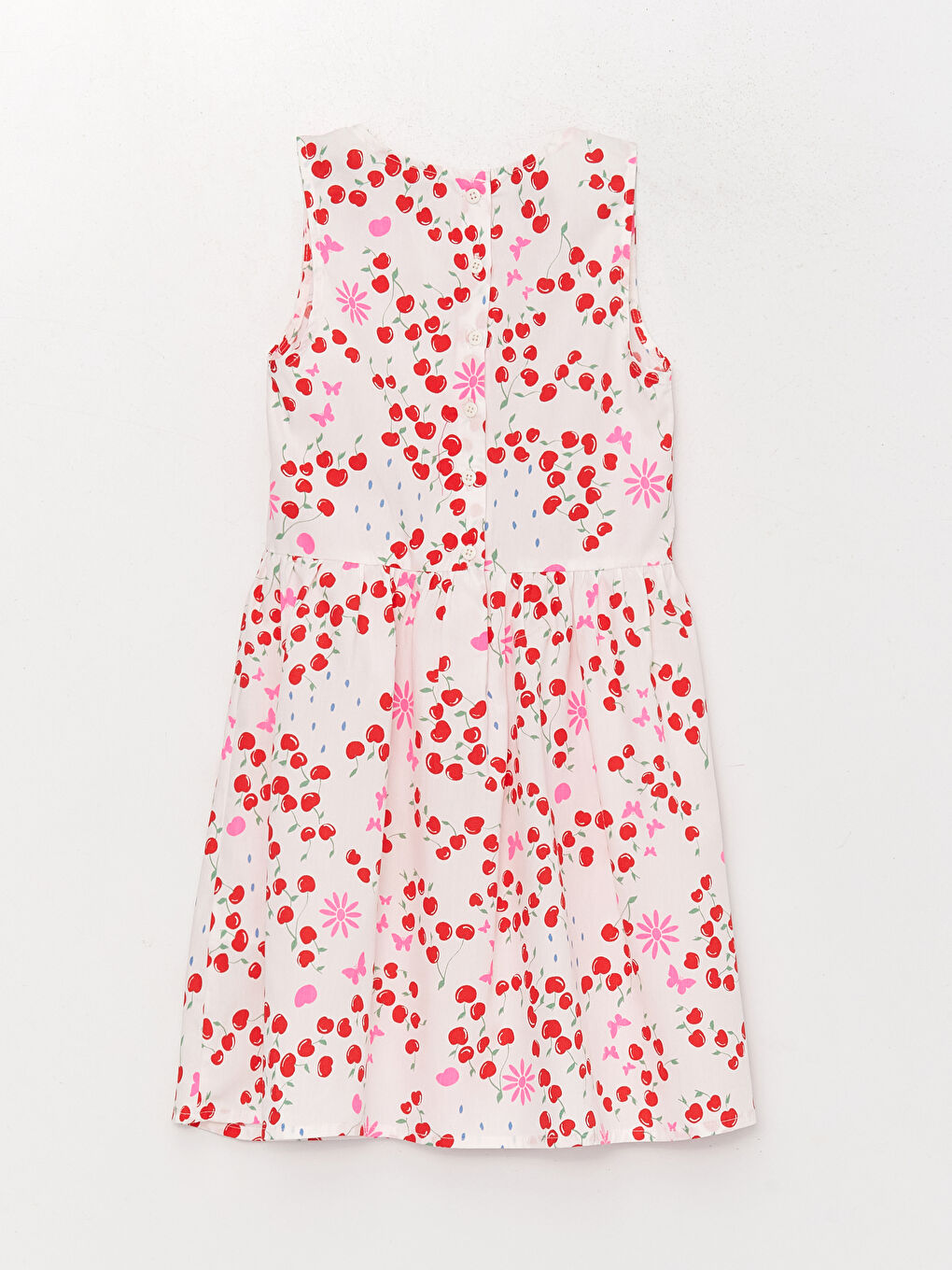 فستان للبنات بنقشة وياقة دائرية-1