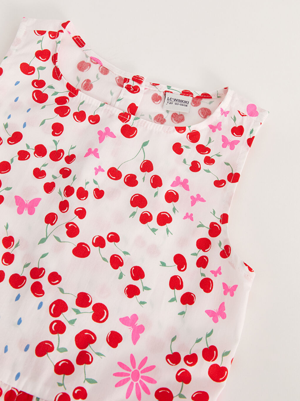 فستان للبنات بنقشة وياقة دائرية-2