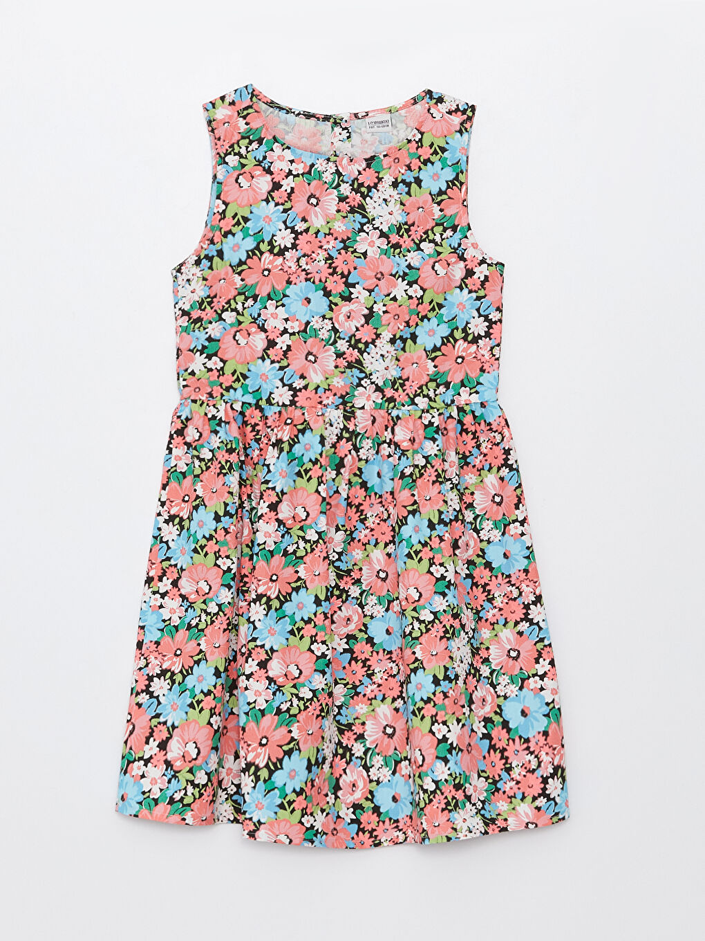 Siyah Bisiklet Yaka Desenli Kız Çocuk Elbise