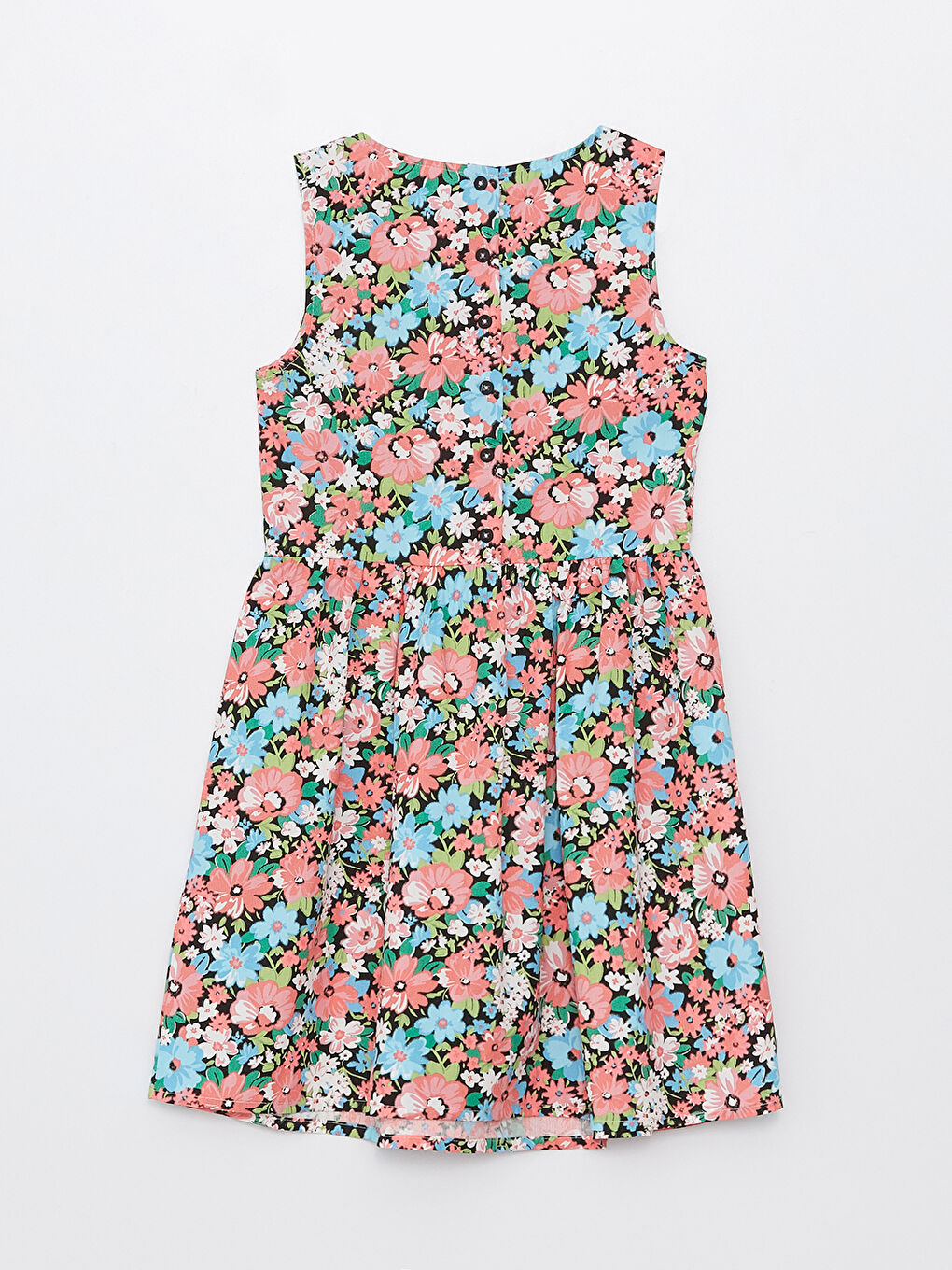 Siyah Bisiklet Yaka Desenli Kız Çocuk Elbise-1