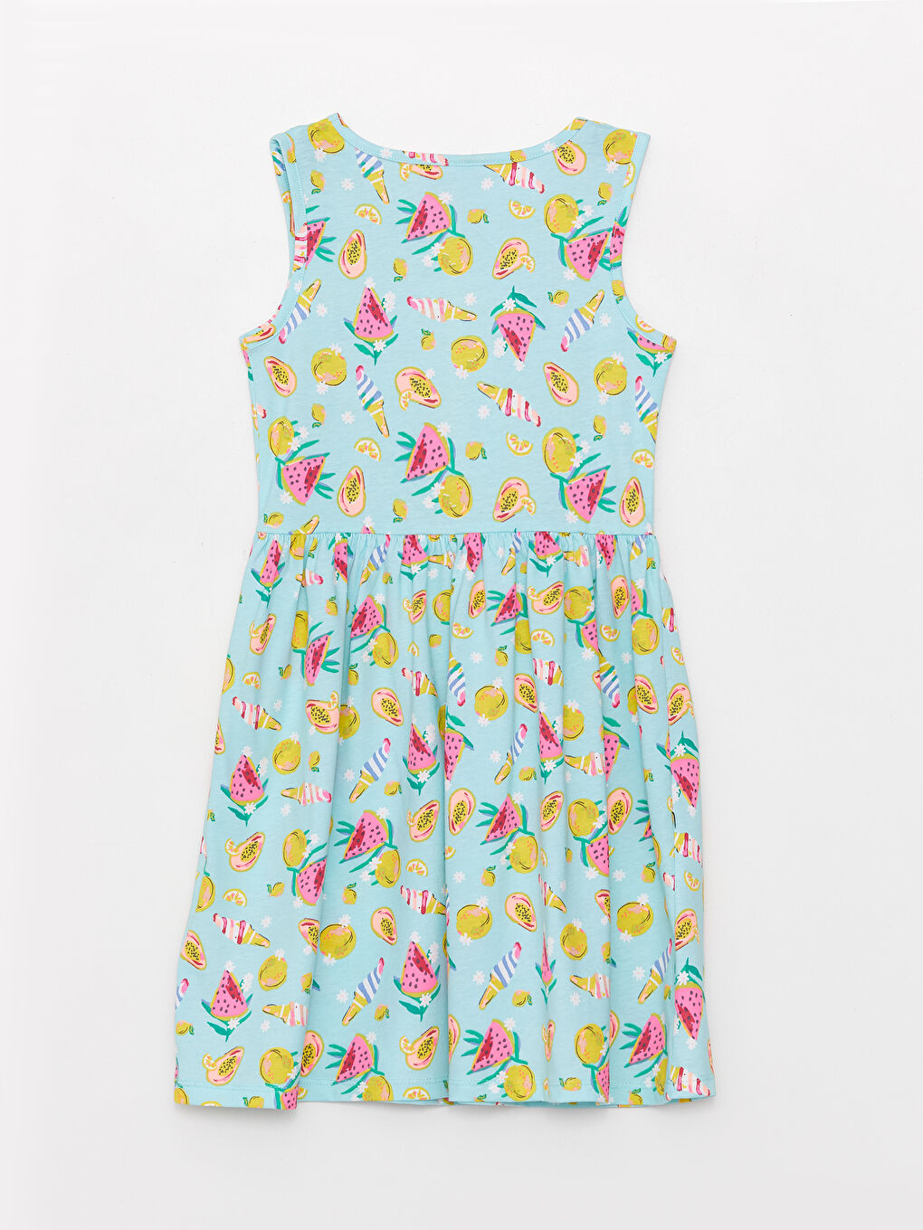 მრგვალი საყელო ნიმუშიანი გოგონებისთვის კაბა-1