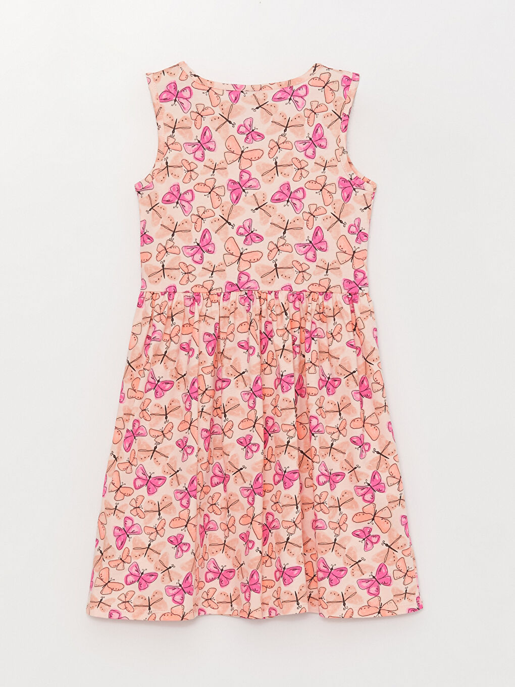 Pembe Bisiklet Yaka Desenli Kız Çocuk Elbise-1