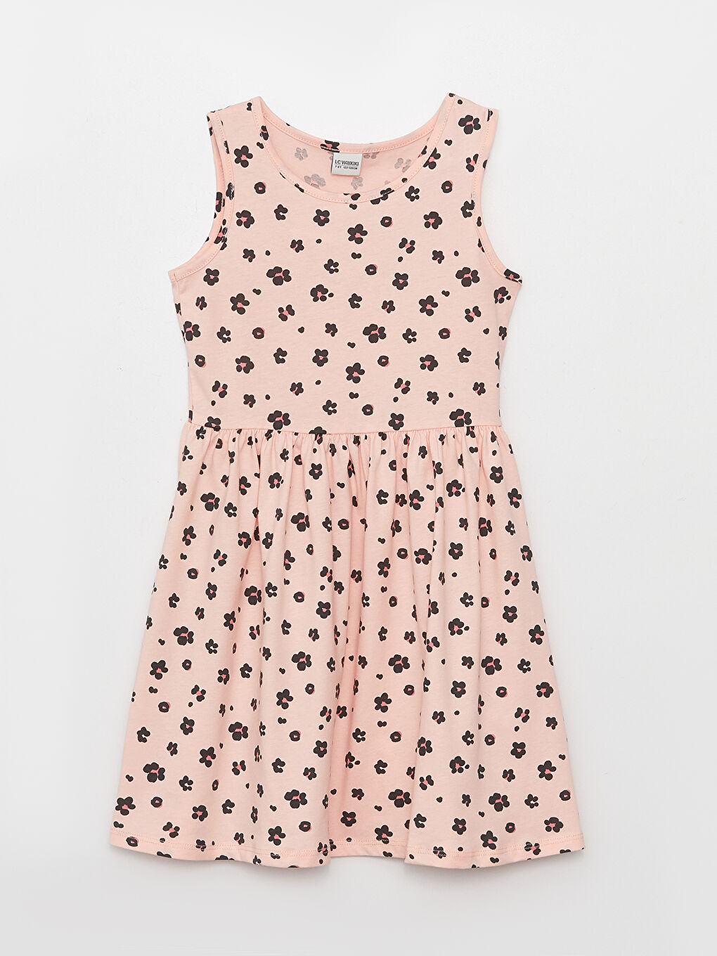 Pembe Bisiklet Yaka Desenli Kız Çocuk Elbise