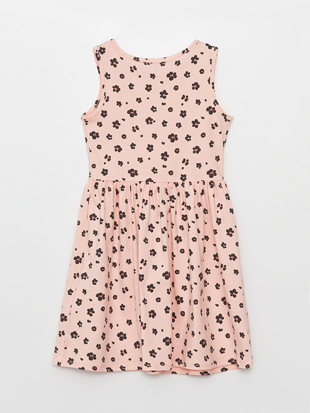 Pembe Bisiklet Yaka Desenli Kız Çocuk Elbise-1