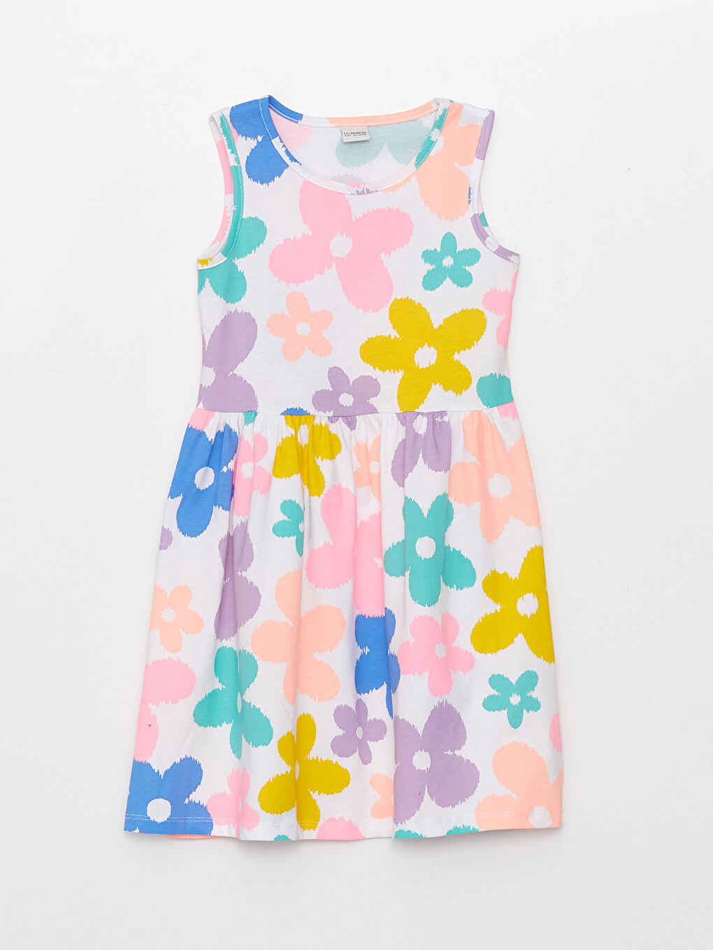Crew Neck Patterned Girls' Dress