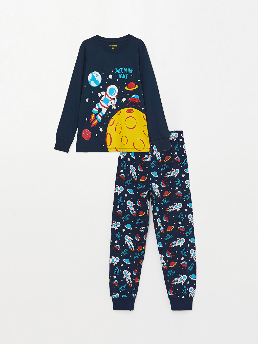 Пижамный комплект с круглым вырезом, с принтом, с длинным рукавом для мальчиков-4