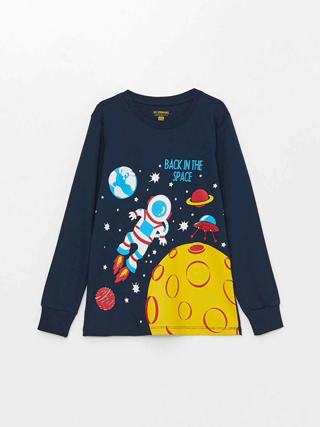 Пижамный комплект с круглым вырезом, с принтом, с длинным рукавом для мальчиков-5