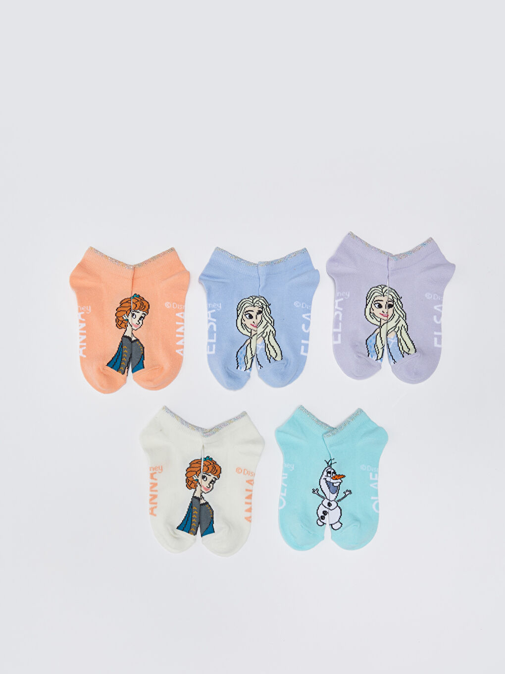 LCW Kids Frozen Gemusterte Mädchen Sneaker-Socken 5er-Pack -S30955Z4-J0G