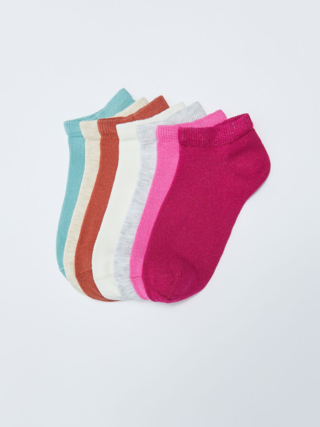 Fuşya Basic Kız Çocuk Patik Çorap 7'li-1