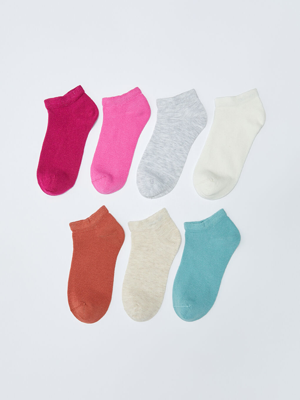 Fuşya Basic Kız Çocuk Patik Çorap 7'li