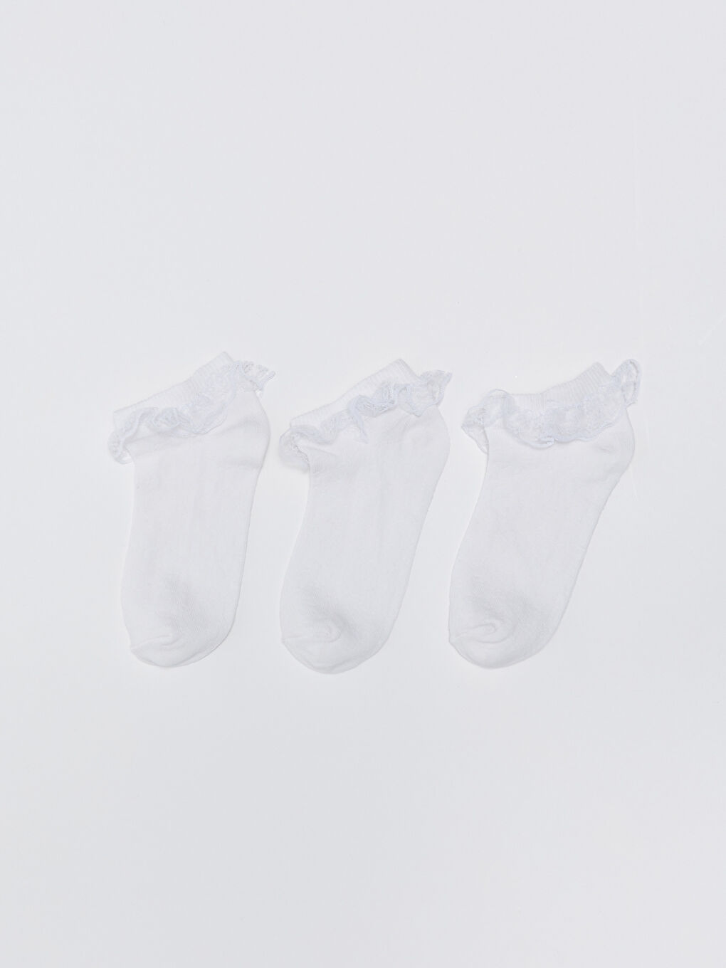 Chaussettes à la Cheville pour Filles avec Détail en Dentelle Lot de 3 pièces