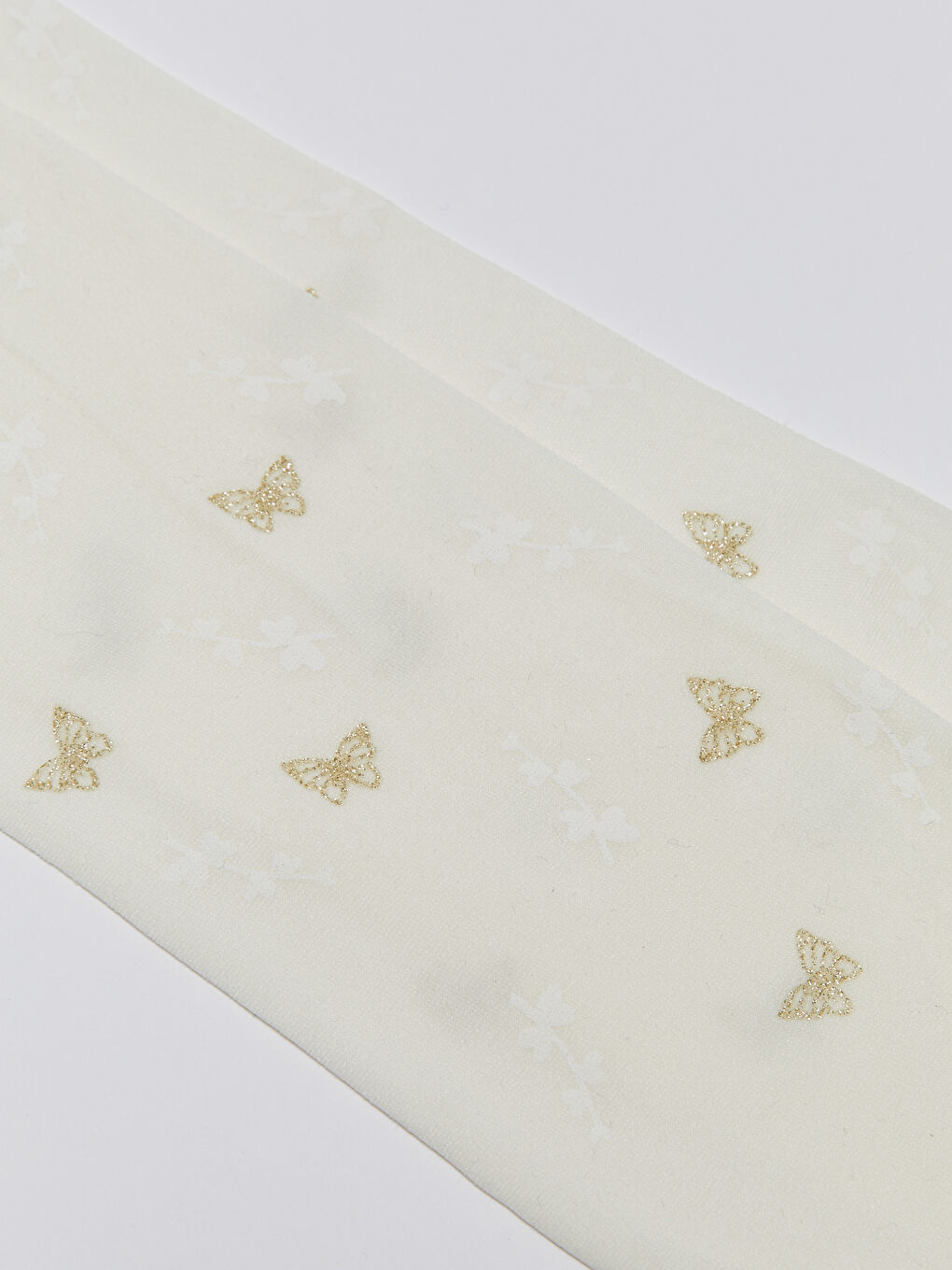 Ekru Desenli Kız Çocuk İnce Külotlu Çorap-1