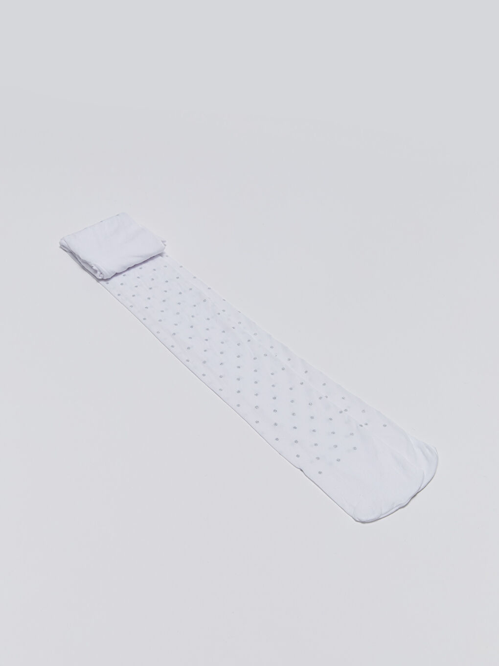 Beyaz Baskılı Kız Çocuk İnce Külotlu Çorap