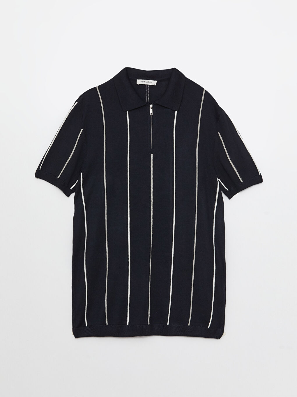 Polo Neck Short Sleeve Striped Men's Knitwear Sweater -S30987Z8-RFH