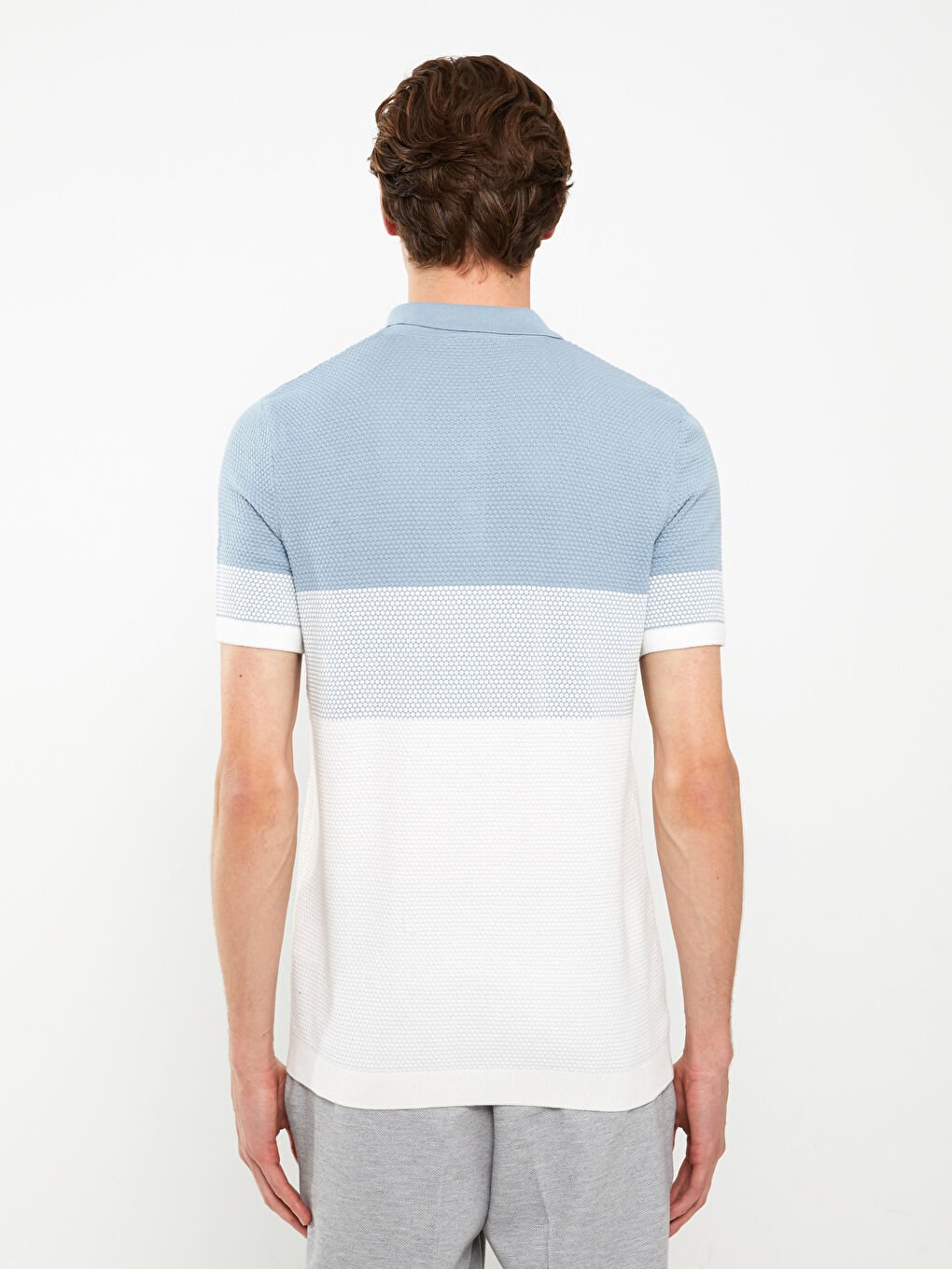 Polo Collar Short Sleeve Color Block Men's Sweater -S30991Z8-J0M