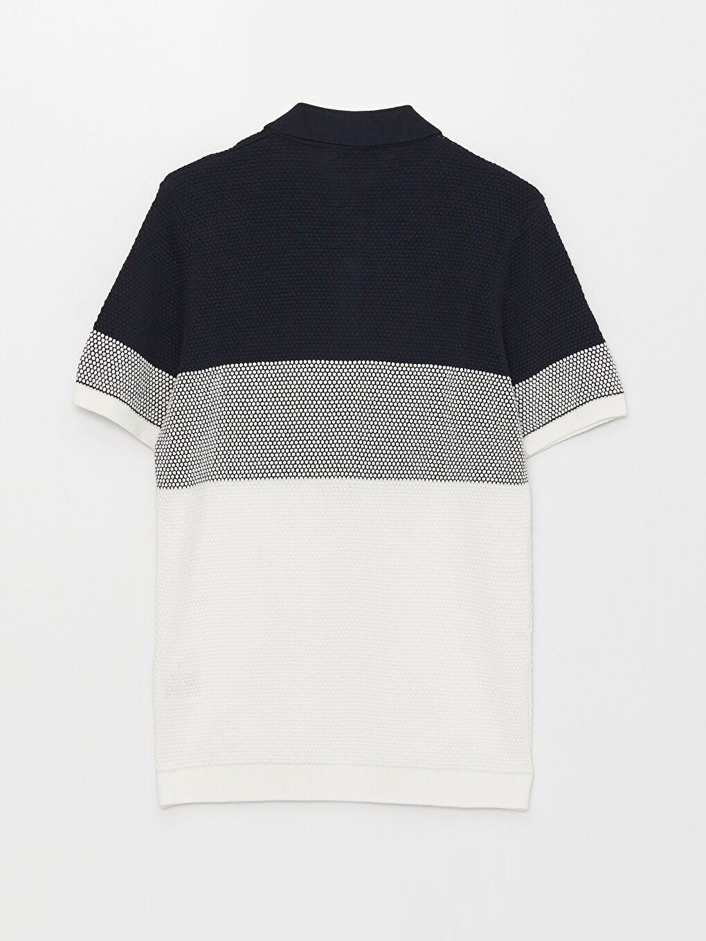 Pulover pentru Bărbați cu Guler Polo, Mânecă Scurtă, Bloc de Culoare-6