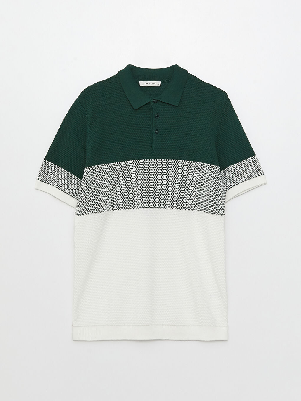 Pulover pentru Bărbați cu Guler Polo, Mânecă Scurtă, Bloc de Culoare-5