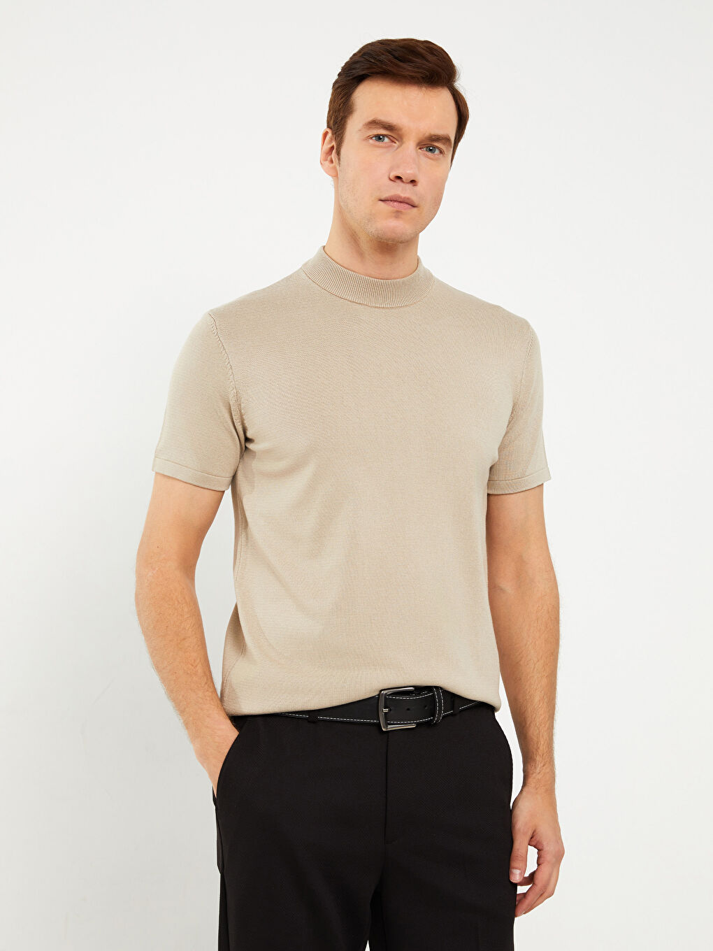 LCW Vision Stehkragen Kurzarm Herren Strickpullover -S30994Z8-HZZ