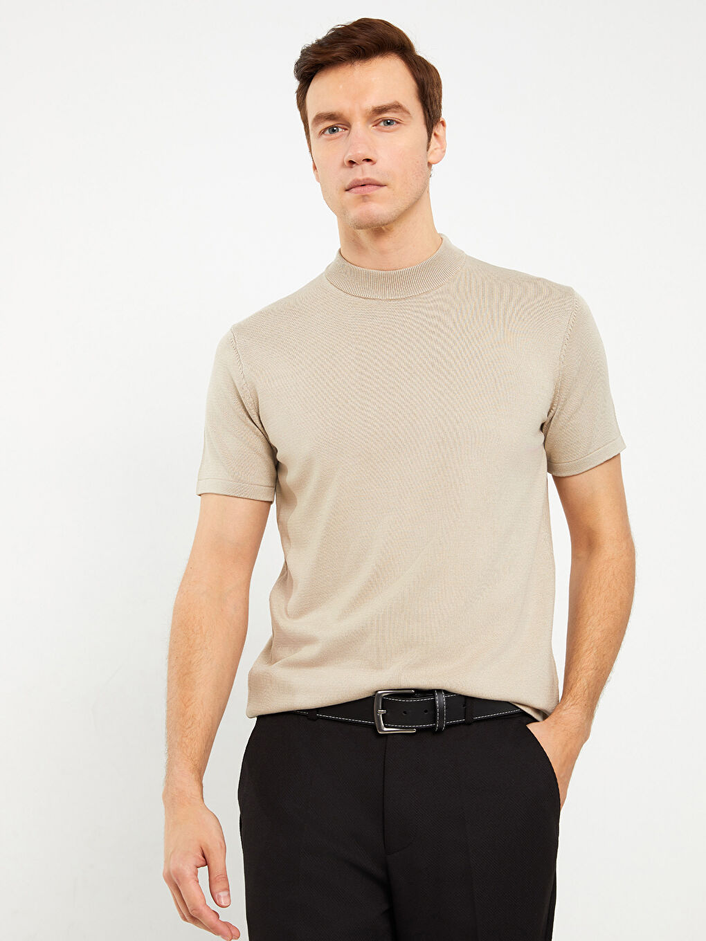 LCW Vision Stehkragen Kurzarm Herren Strickpullover -S30994Z8-HZZ