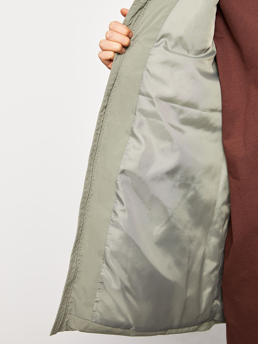 Yeşil Kadın Kapüşonlu Düz Şişme Yelek-4