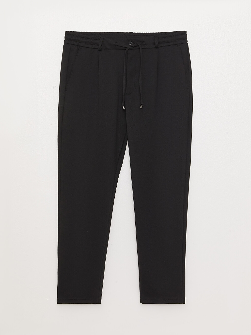 Siyah Slim Fit Beli Bağlama Detaylı Erkek Pantolon