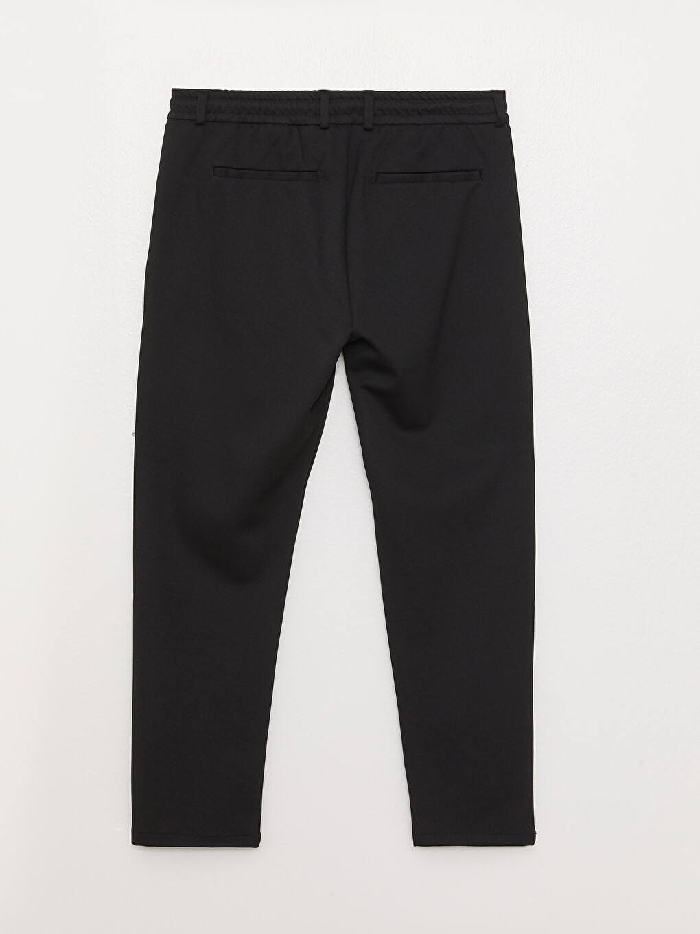 Siyah Slim Fit Beli Bağlama Detaylı Erkek Pantolon-1