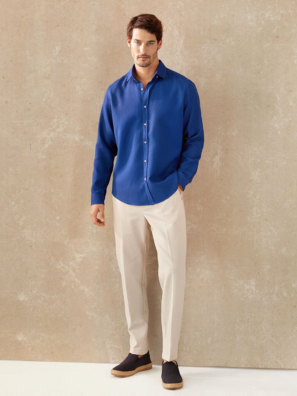 Bej Slim Fit Erkek Pantolon