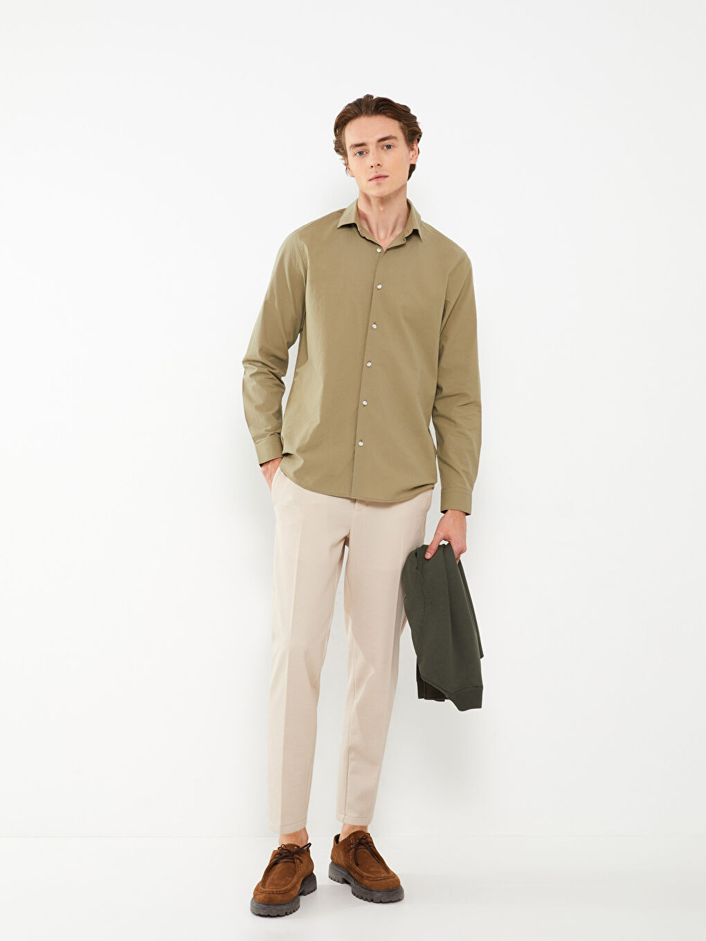 Bej Slim Fit Erkek Pantolon-1