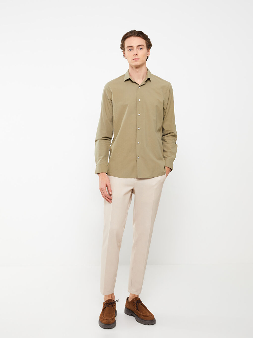 Bej Slim Fit Erkek Pantolon-2