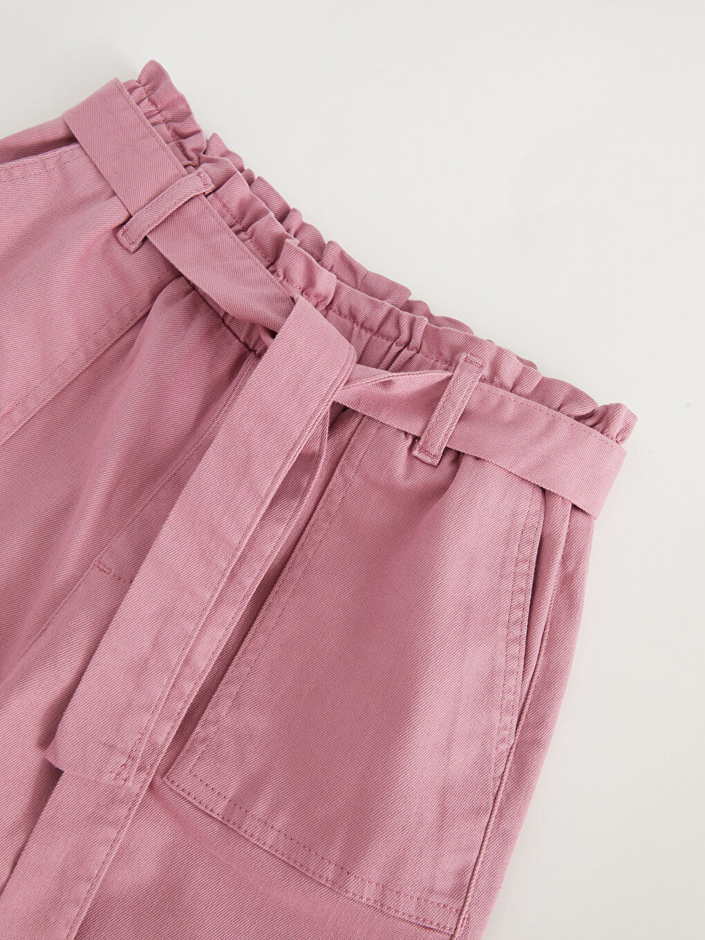 Базовые брюки для девочек с эластичной талией и ремнем-1