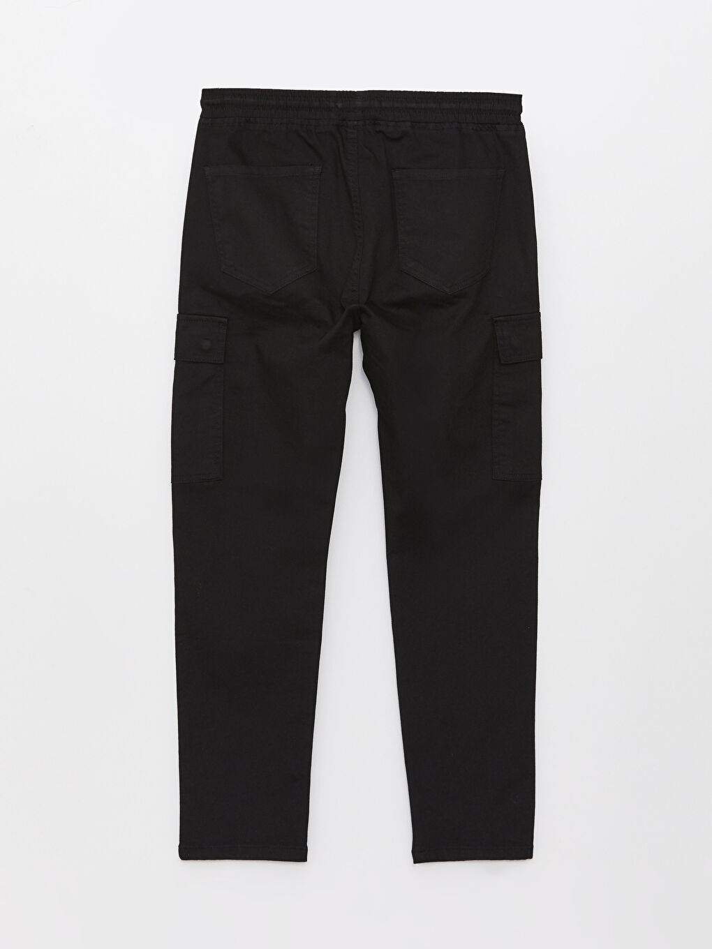 Siyah Slim Fit Gabardin Erkek Kargo Pantolon-6